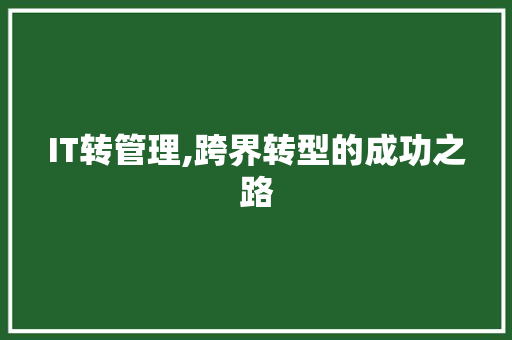 IT转管理,跨界转型的成功之路