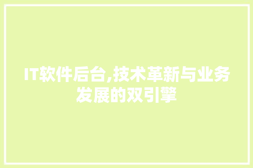 IT软件后台,技术革新与业务发展的双引擎