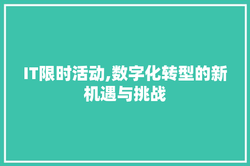 IT限时活动,数字化转型的新机遇与挑战 CSS