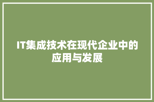 IT集成技术在现代企业中的应用与发展