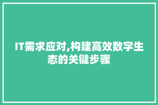 IT需求应对,构建高效数字生态的关键步骤