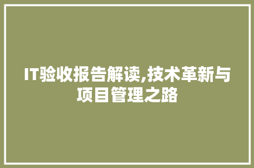 IT验收报告解读,技术革新与项目管理之路