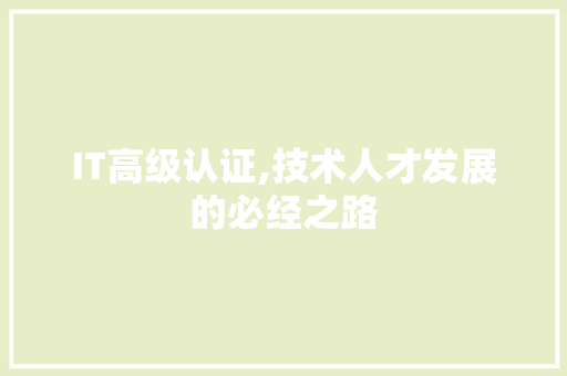 IT高级认证,技术人才发展的必经之路