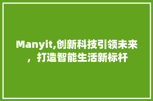 Manyit,创新科技引领未来，打造智能生活新标杆